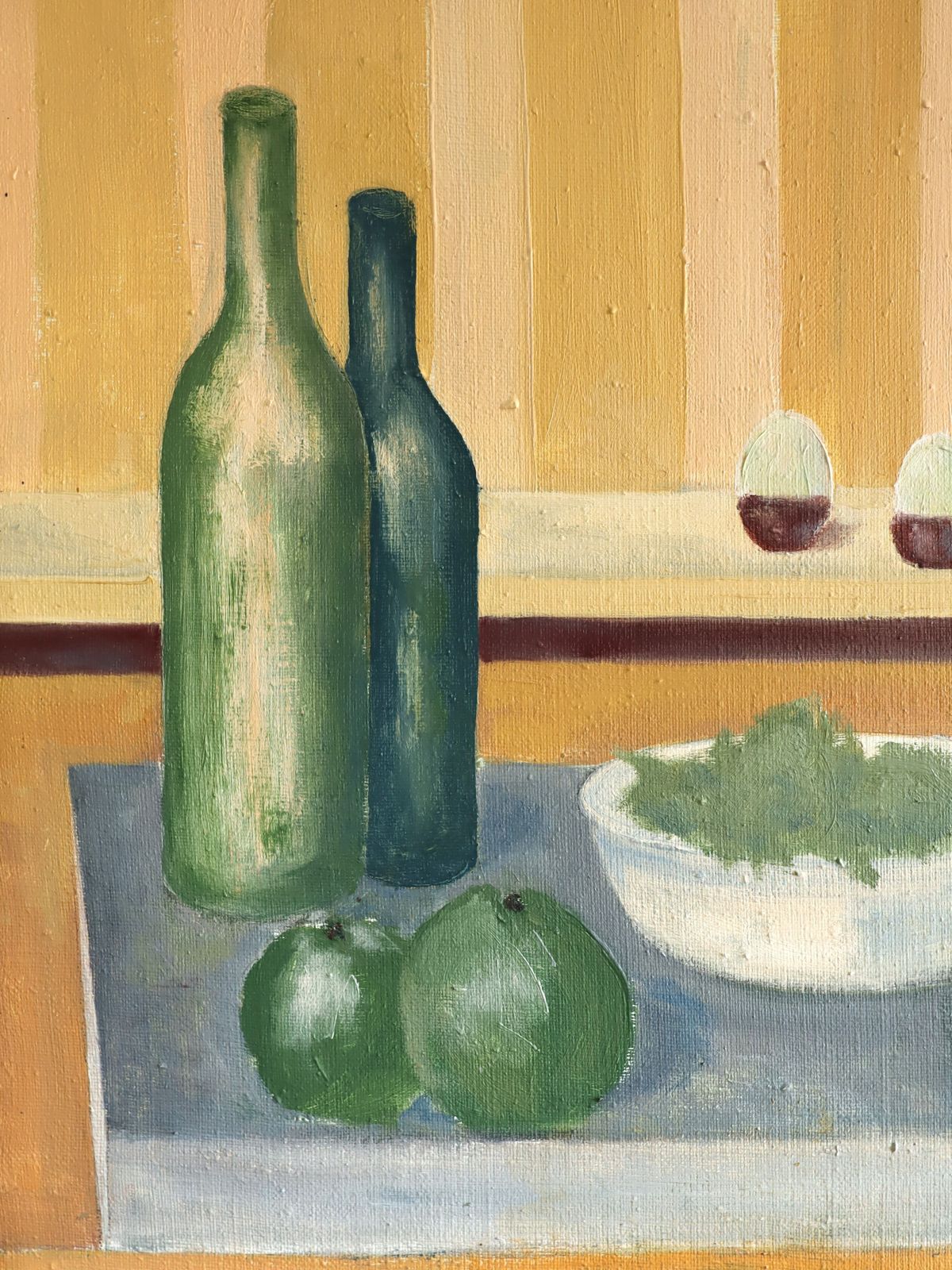 Still Life With Green Bottles, Oil Painting photo buy