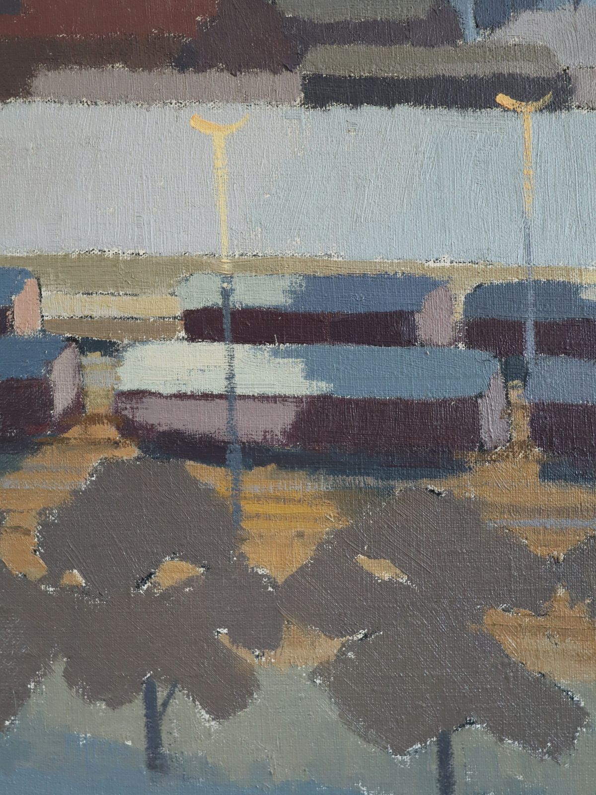 Art The Rail Yards At Dusk, Oil Painting photo