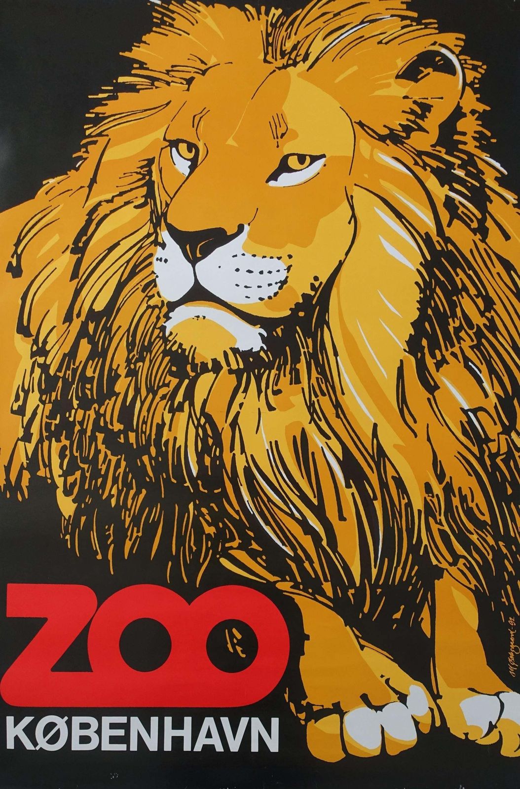 1992 Copenhagen Zoo (Lion)   Original Vintage Poster