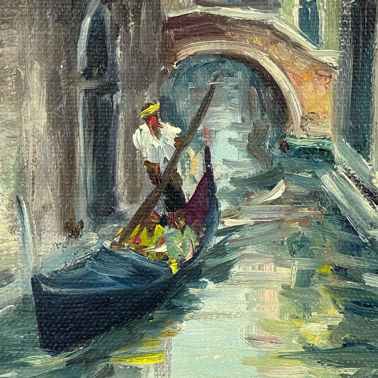 photo for sale Venice Canal Original Vintage Oil Painting, Italy, 1960s, Signed, Framed