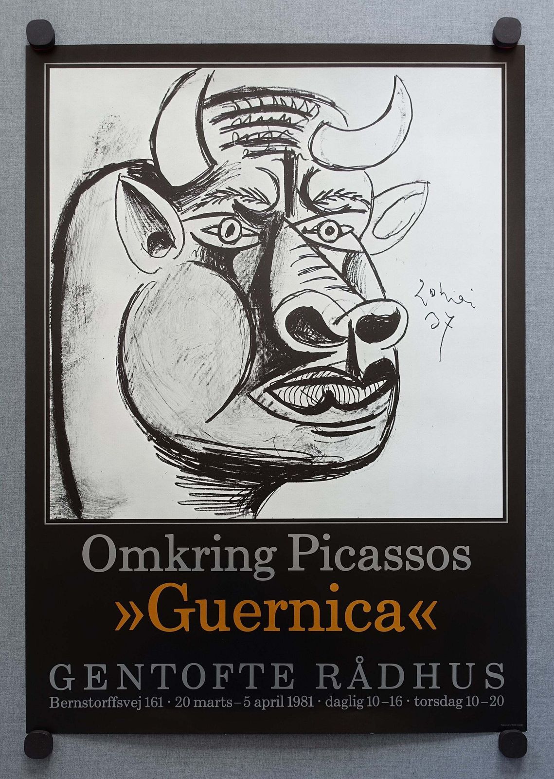1981 Picasso Guernica Exhibition Poster   Original Vintage Poster photo furniture