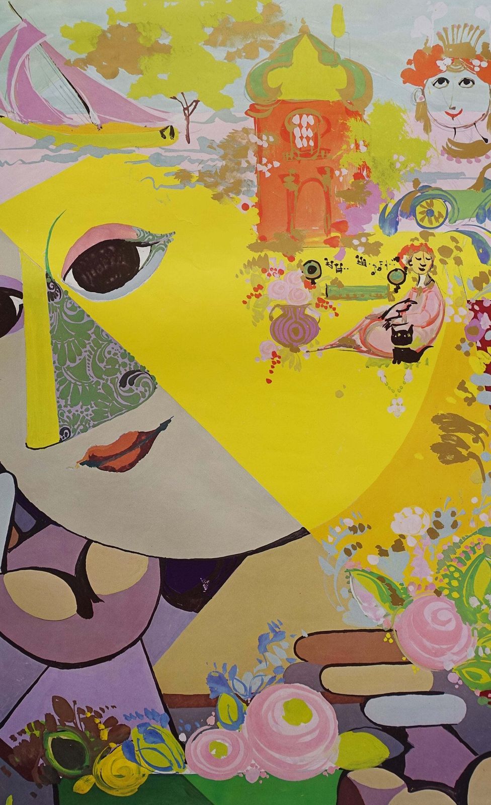 1977 Wiinblad Dreaming Lady   Original Vintage Poster photo vinterior