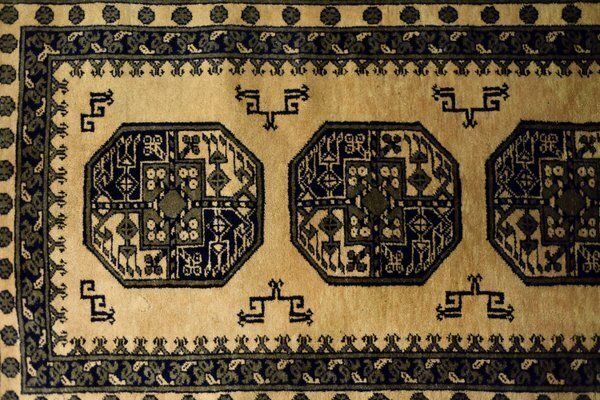 Vintage Hand Woven Oriental Afghan Gold Ersari Rug, 1930s photo furniture