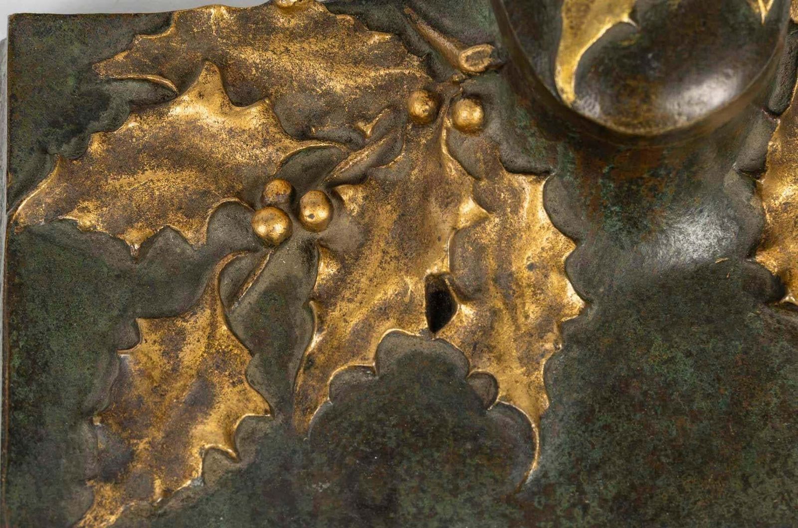 An Art Nouveau Patinated And Gilt Bronze Inkwell, Circa 1900. photo Home Decor