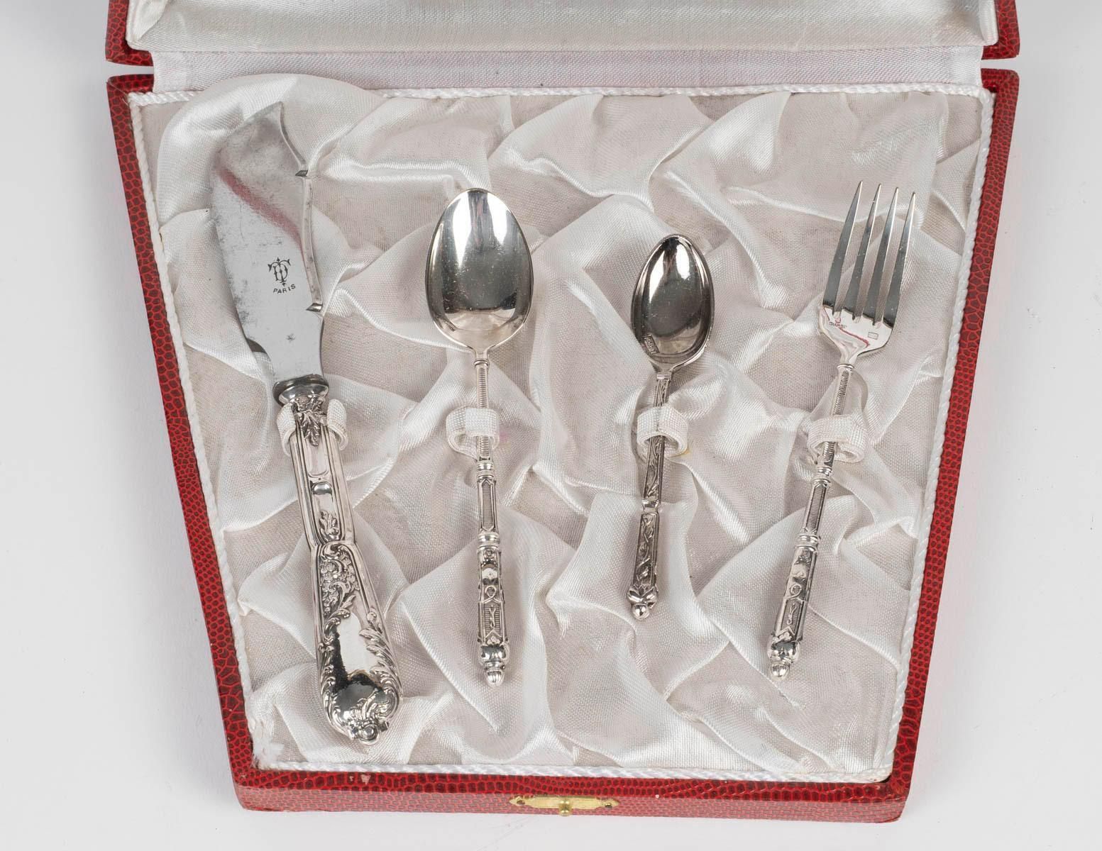 Silver Plated Cutlery Set For A Child, 19th Century, Napoleon III Period. photo furniture
