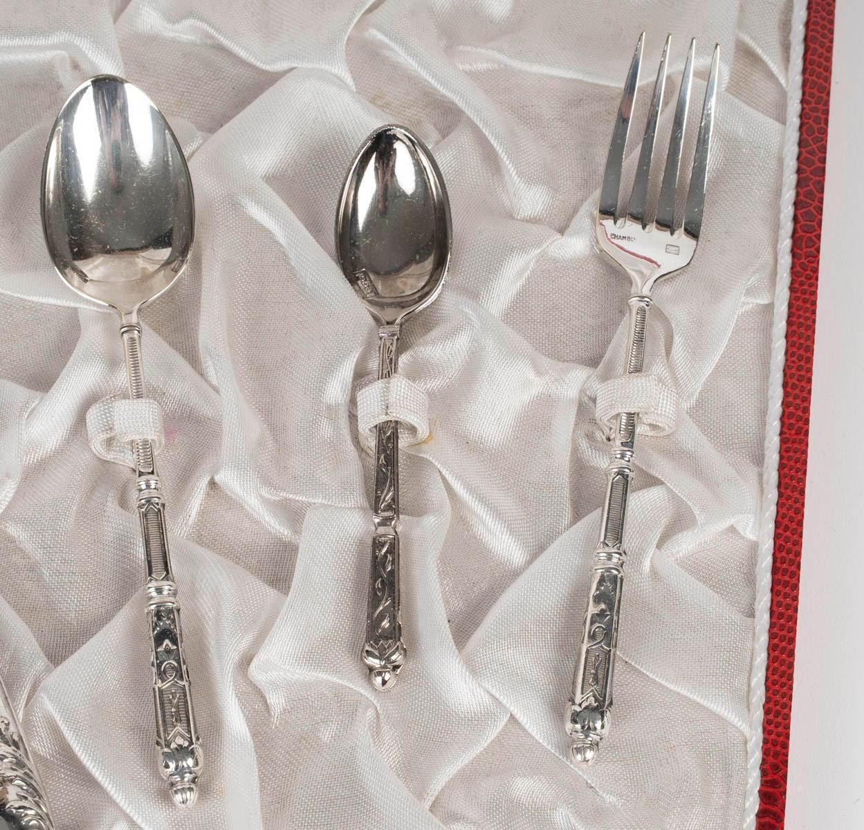 Silver Plated Cutlery Set For A Child, 19th Century, Napoleon III Period. photo Home Decor