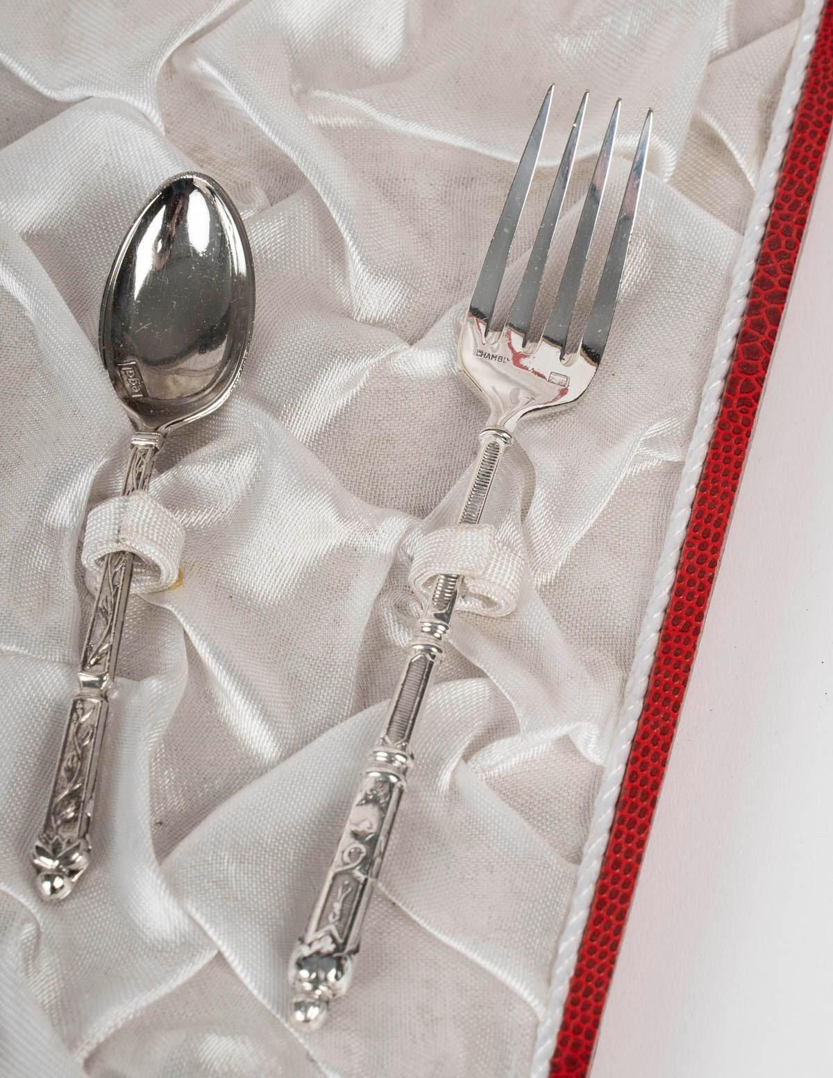 Silver Plated Cutlery Set For A Child, 19th Century, Napoleon III Period. photo buy