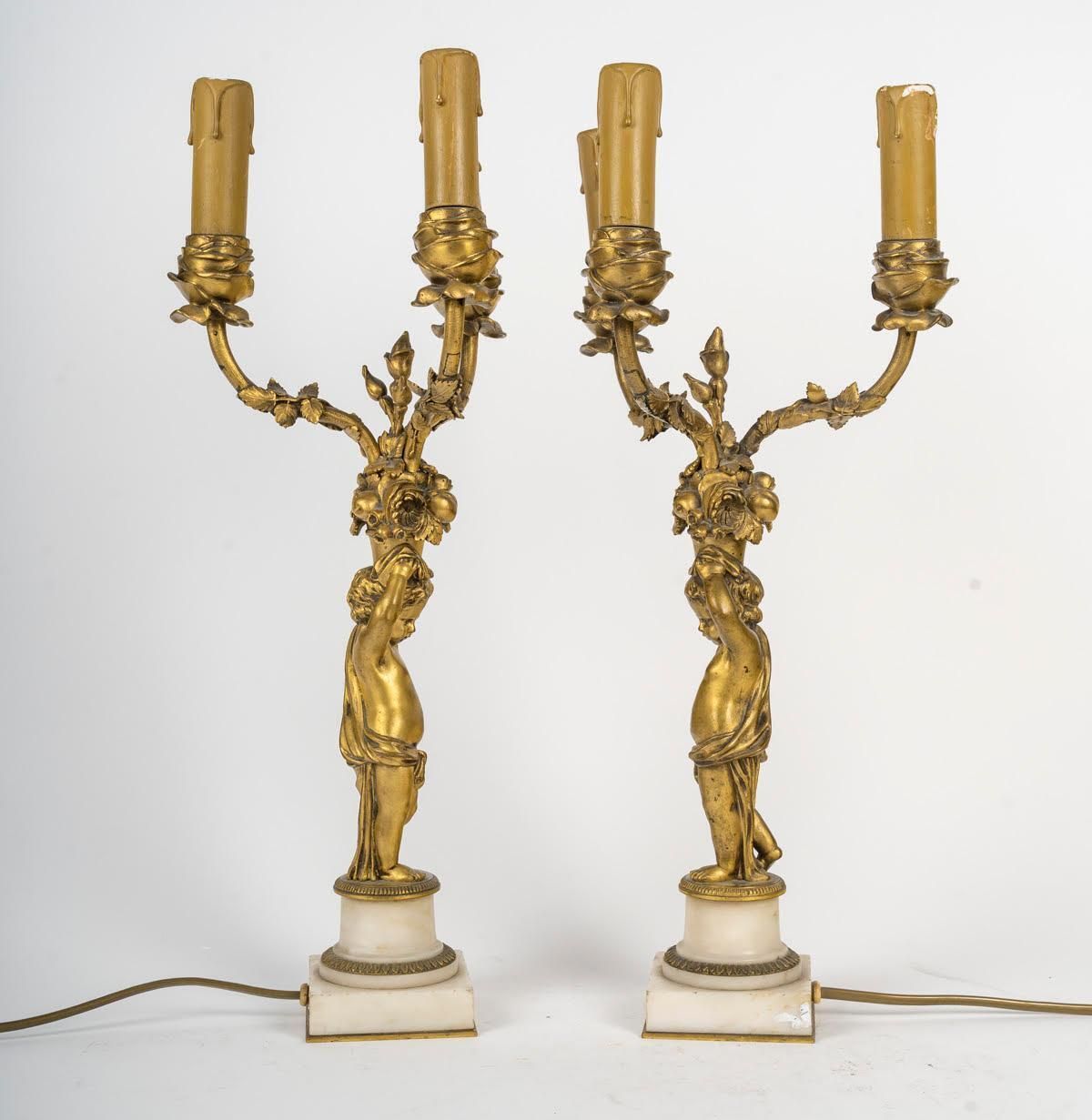Pair Of Louis XVI Style Candelabra, 19th Century, Signed Barbedienne. photo for sale