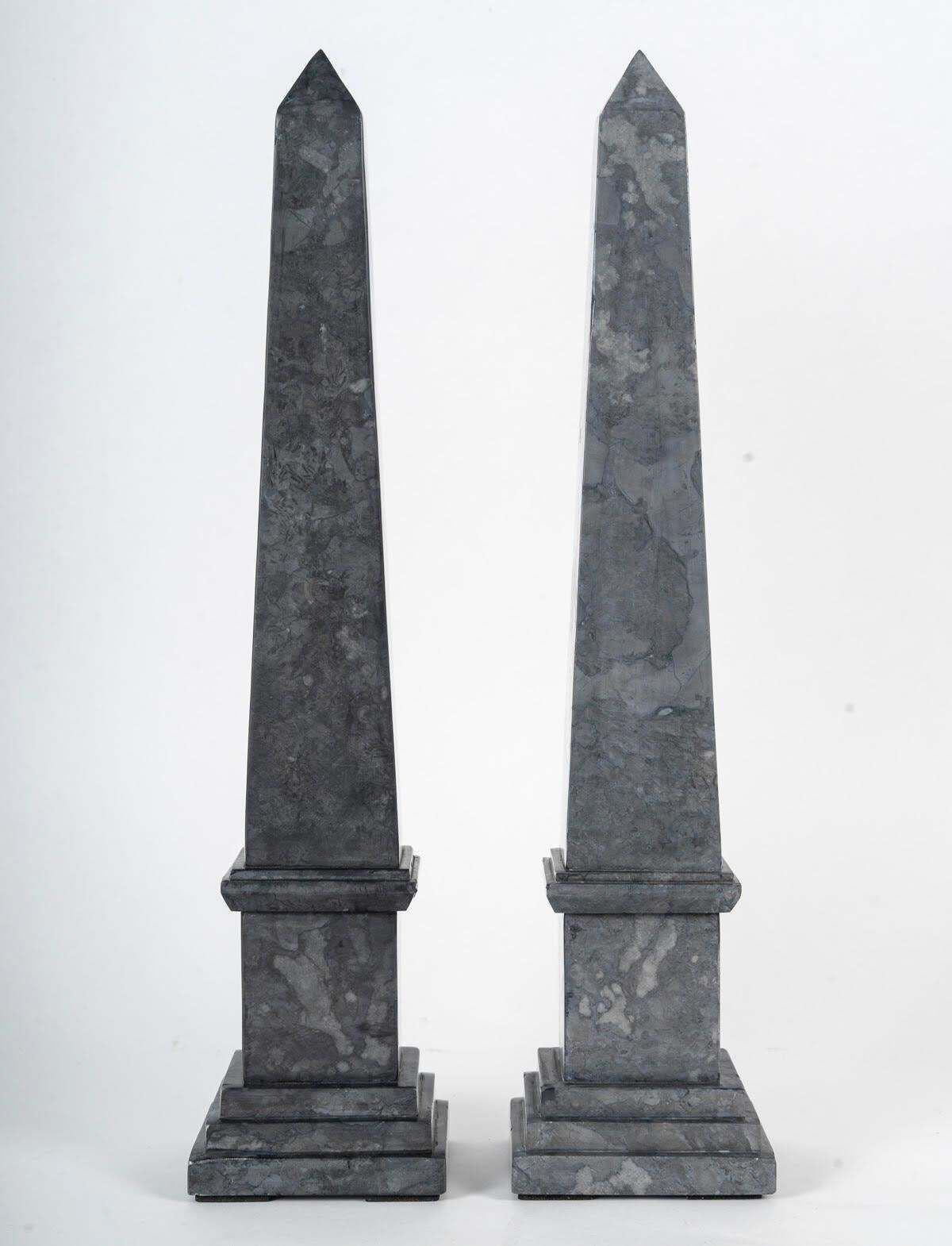 Pair Of Marble Obelisks, 20th Century, Napoleon III Style. photo buy