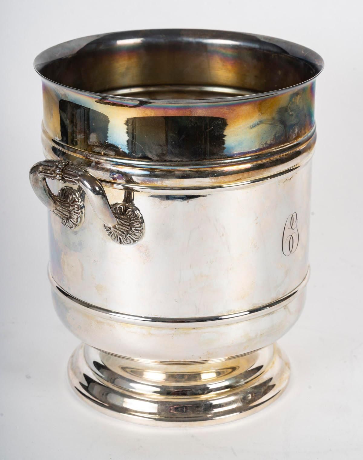 Ice Bucket, Silver Plated Metal, Maison Christofle, Circa 1900. photo furniture