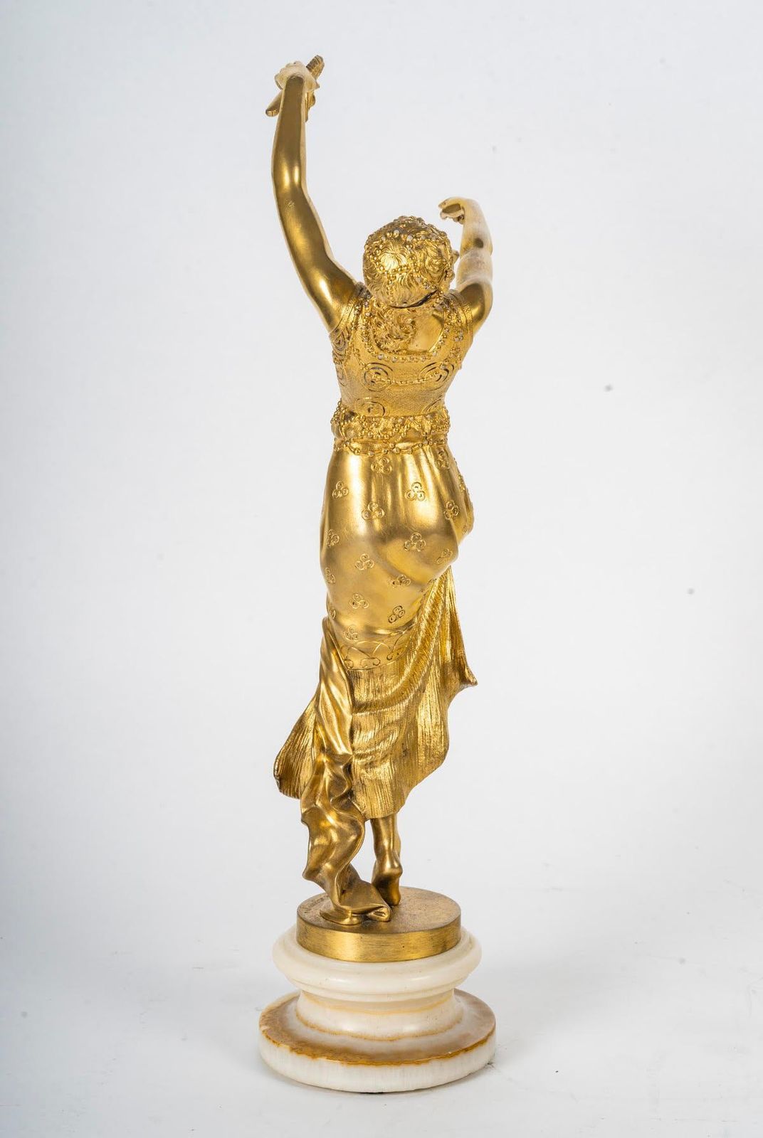 Gilt Bronze Sculpture, Onyx Base By Joe Descomps, 1900, Art Nouveau. photo 5026.0