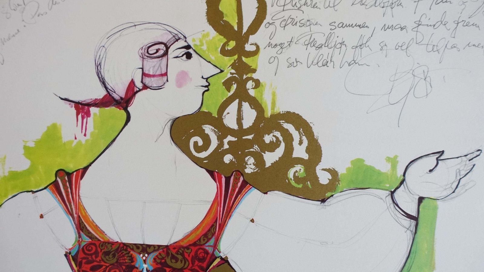 1970s Wiinblad's Prince From The Swineherd Costume Sketch   Original Vintage Poster photo Art