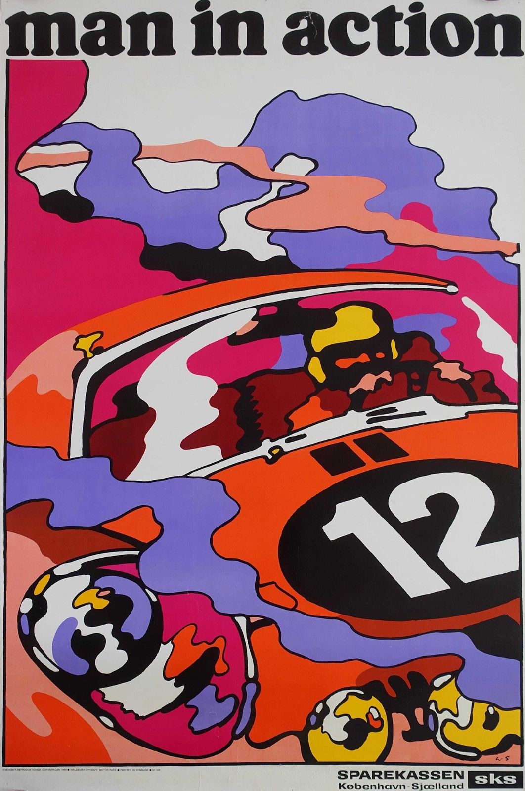 1969 Motor Race By Waldemar świerzy   Original Vintage Poster