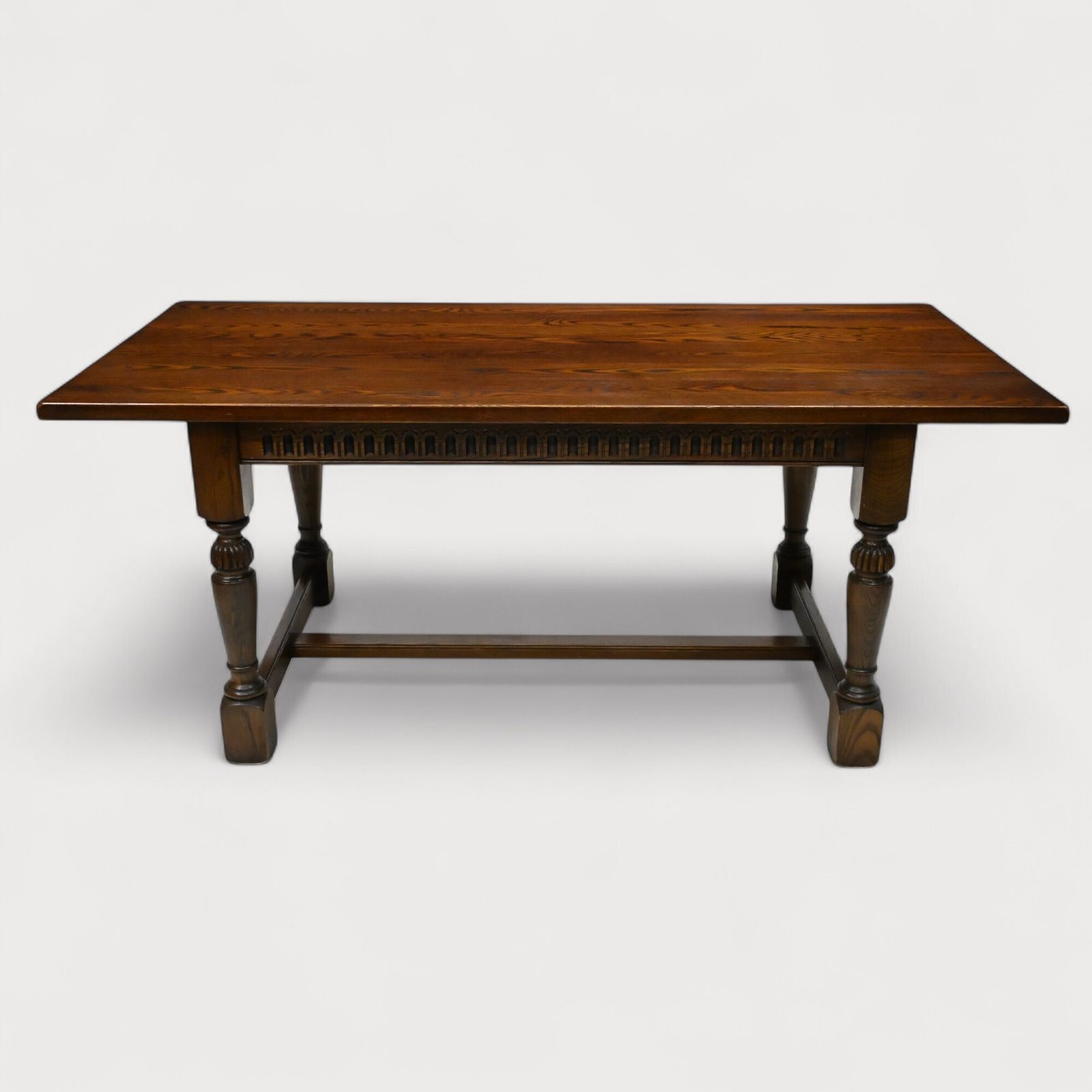 Old Charm Exeter Solid Oak Dining Table Tudor Brown Vgc Seats 8 Free Uk Delivery photo vintage