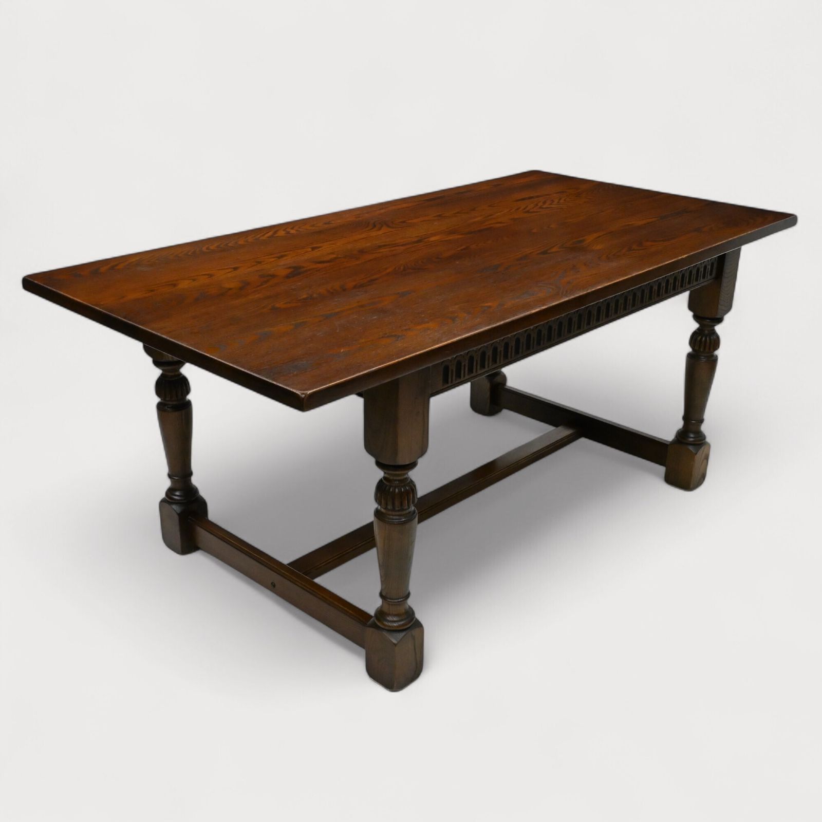 627.0 Old Charm Exeter Solid Oak Dining Table Tudor Brown Vgc Seats 8 Free Uk Delivery photo