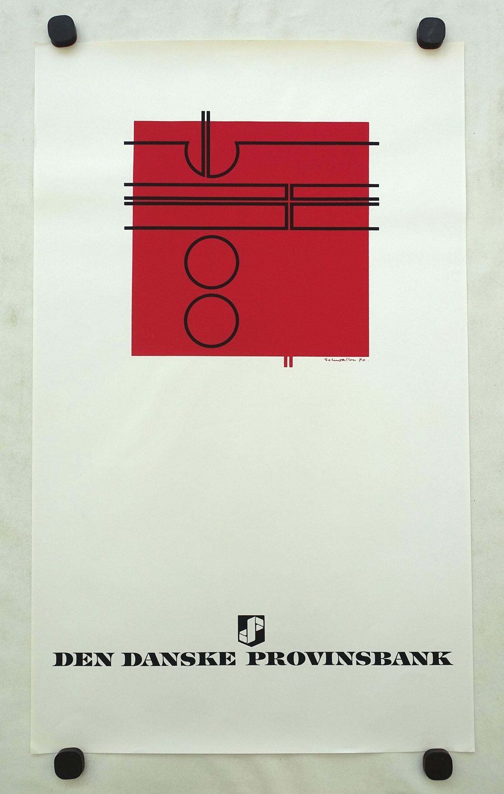 1970 Danish Modern Art (Red) By Ole Schwalbe   Original Vintage Poster photo furniture