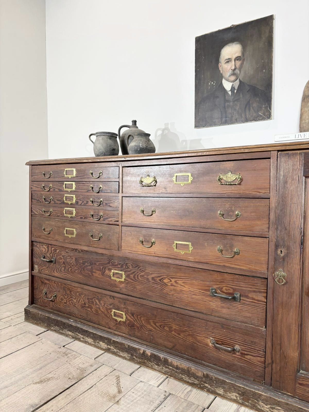 Large Early 1900s Architects Plan Chest Cabinet Kitchen Island photo for sale