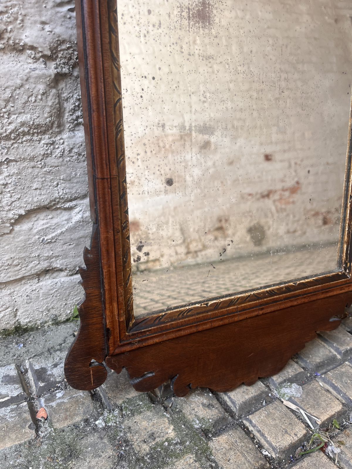 George II English Fret Cut Mirror With Original Mercury Glass photo furniture