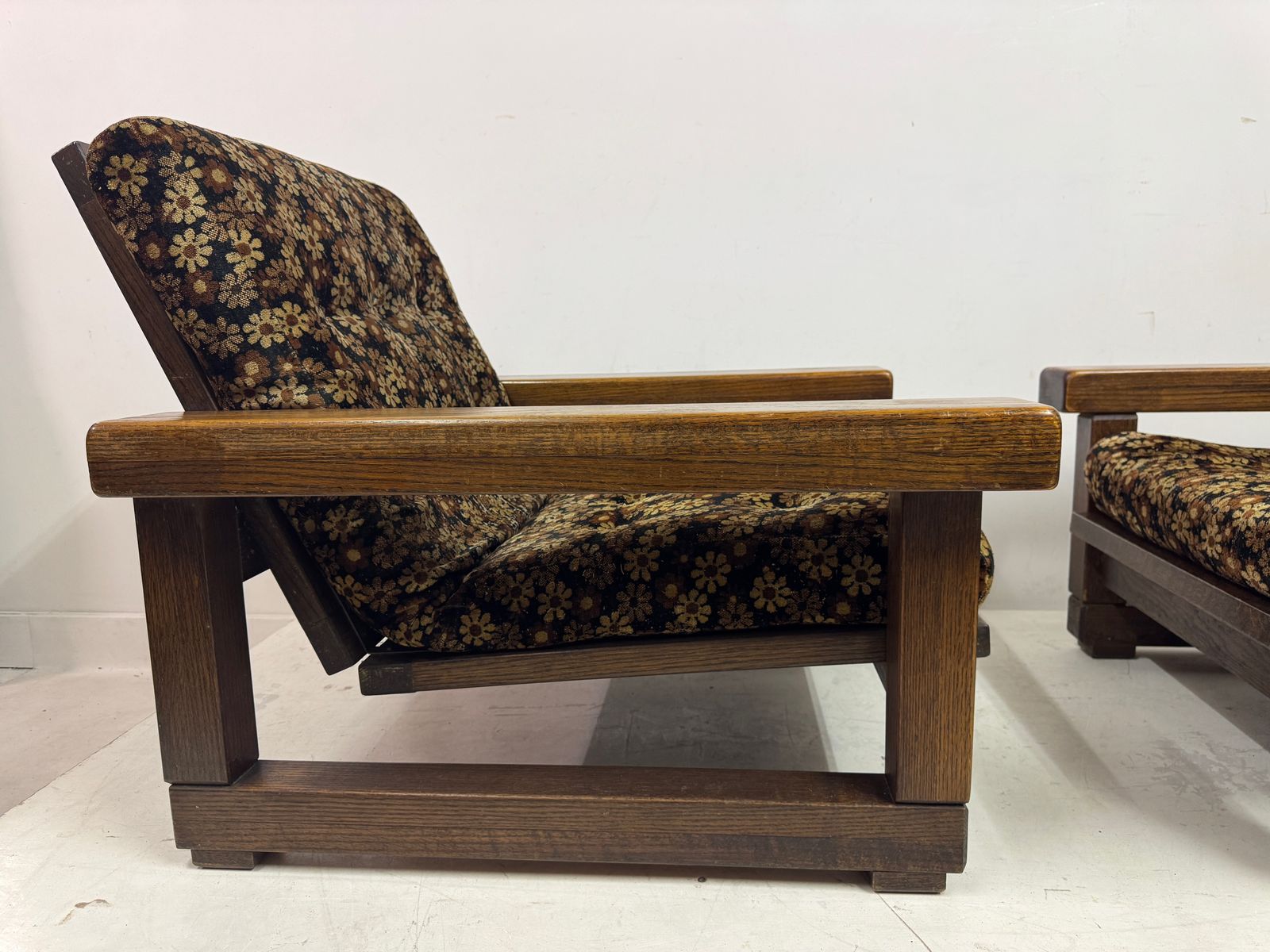 Pair Of 1960s Belgian Armchairs With Slatted Back photo vintage