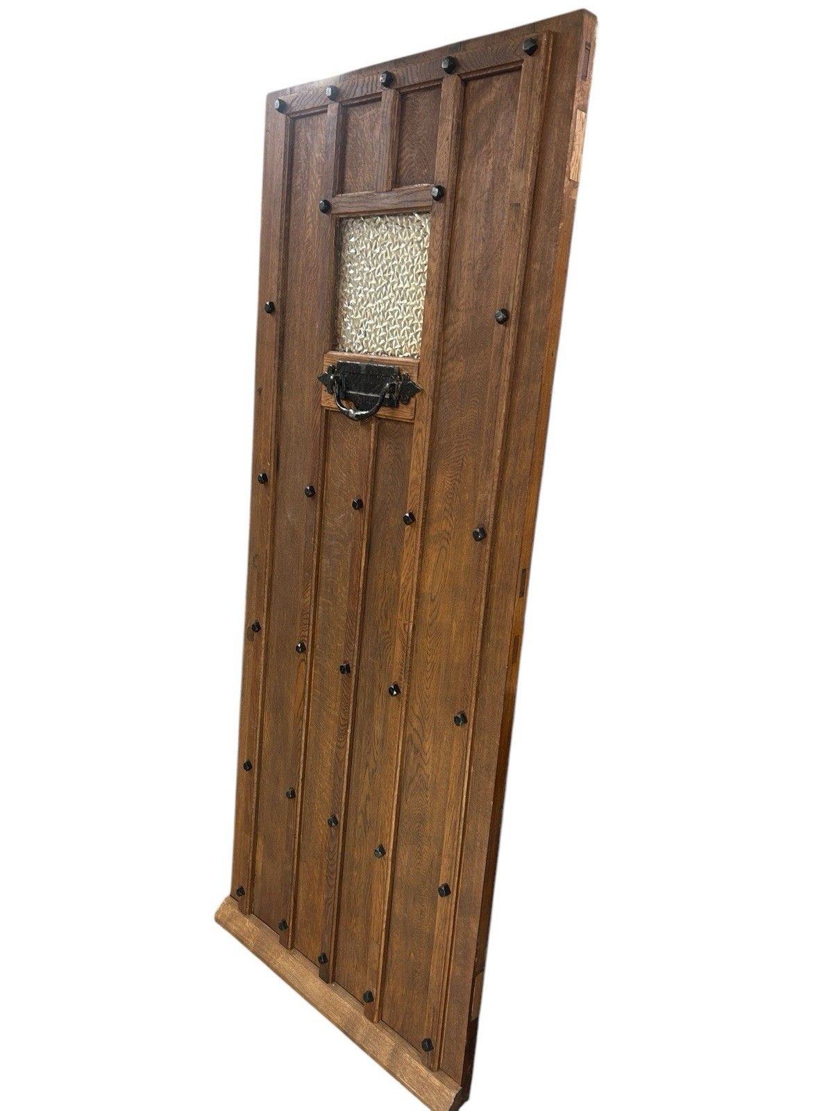 Antique Solid Oak Front Door Old Period Reclaimed Glazed Refurb Cast Iron Glass photo furniture