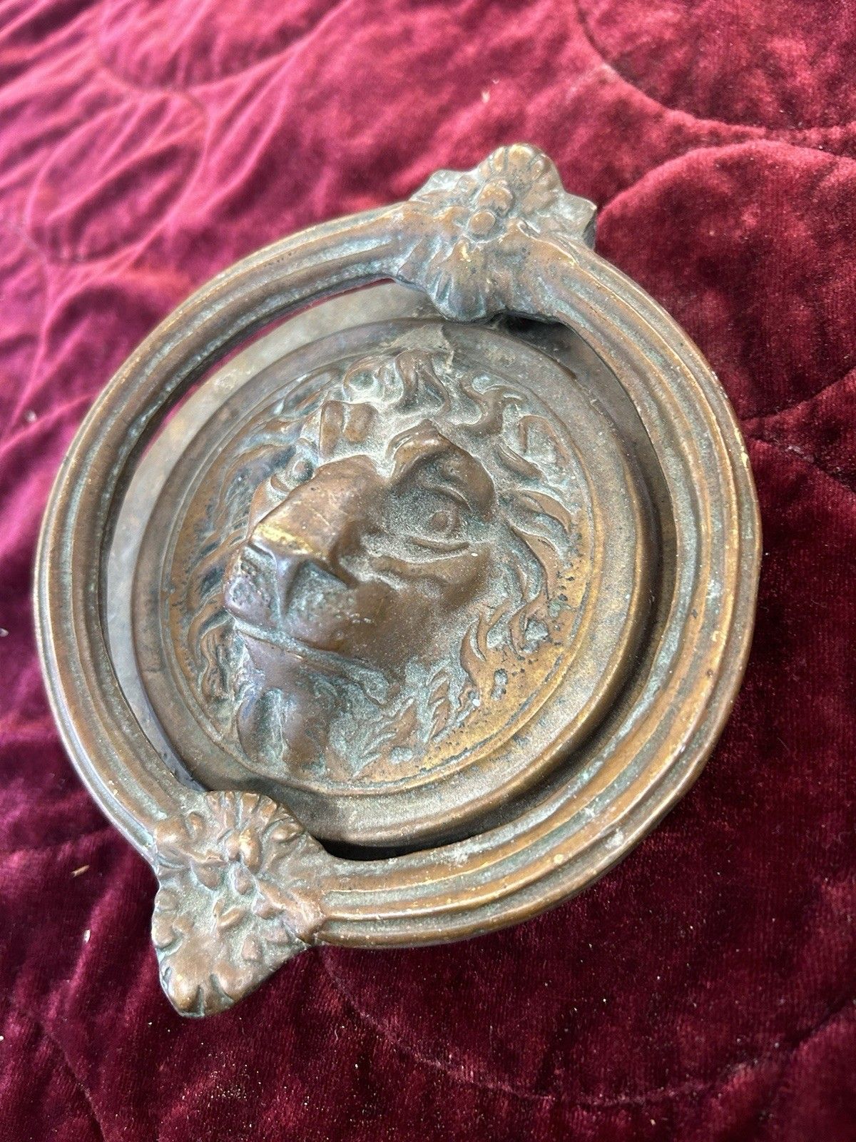 Large Solid Brass Front Door Knocker Reclaimed Period Antique Metal Lions Head photo 207.0