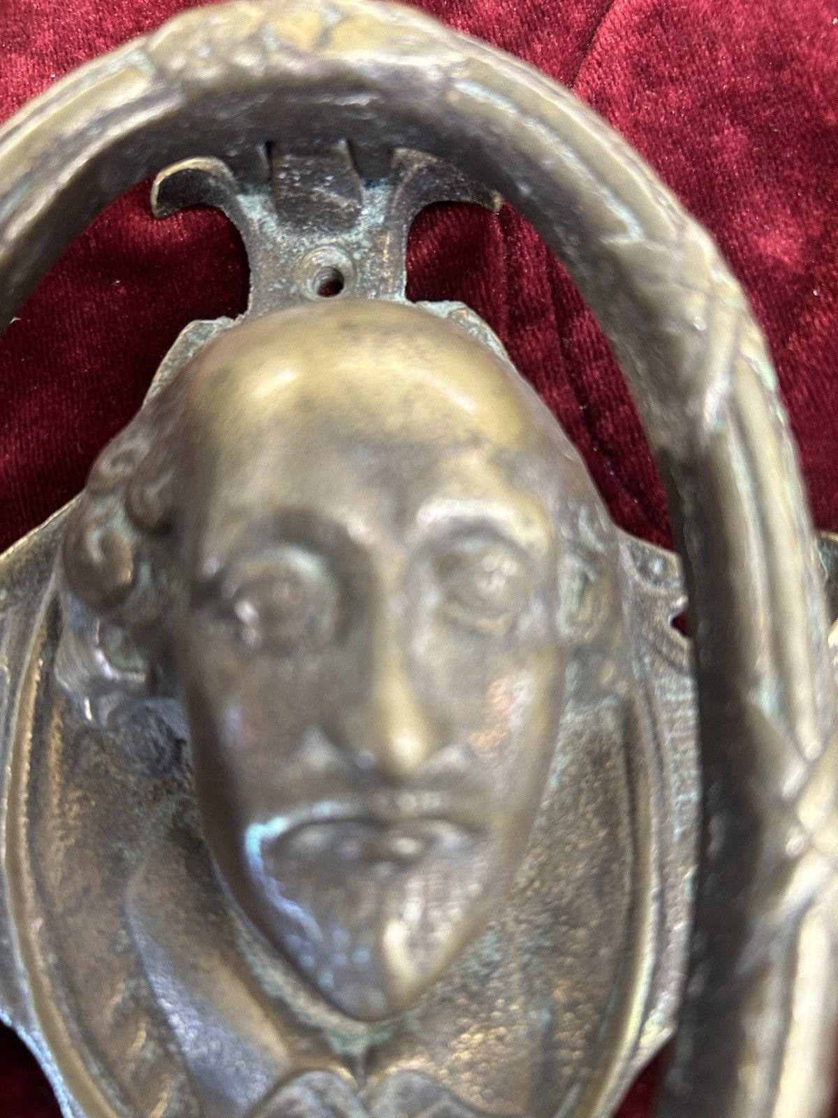 Solid Brass Front Door Knocker Reclaimed Period Quaint Shakespare  Patina Old photo 89.0