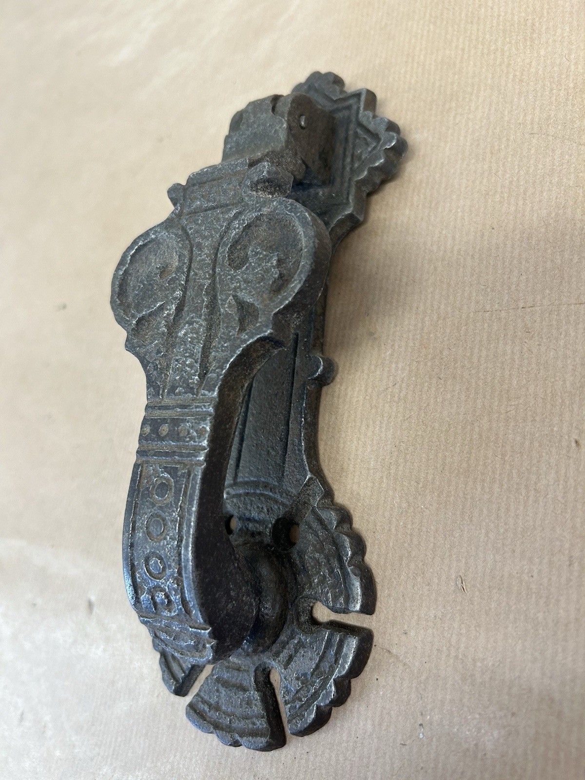 Antique Door Knocker Letterbox Kenrick Cast Iron Reclaimed Period Medieval Tudor photo for sale