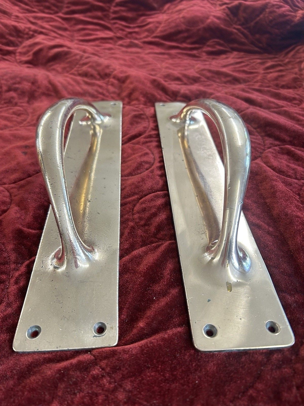 Large Bronze Door Handles Period Reclaimed Antique Metal Vic Edw Metal Pair Set