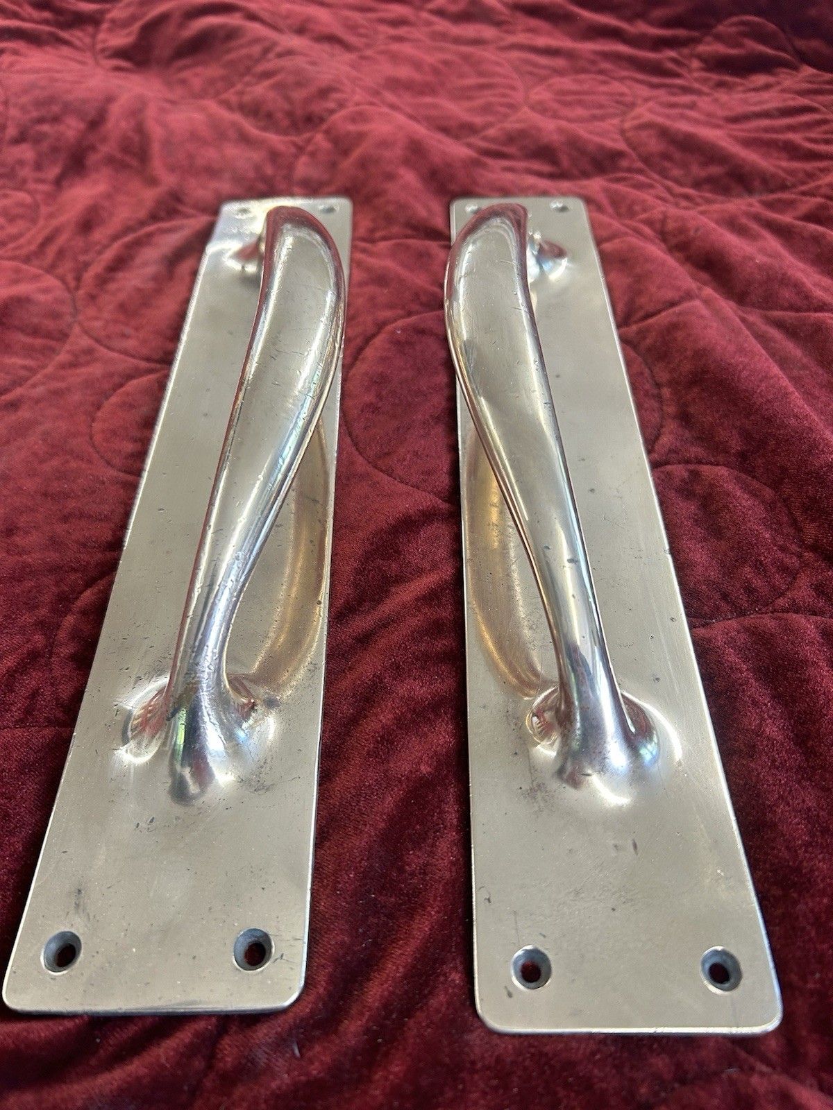 384.0 Large Bronze Door Handles Period Reclaimed Antique Metal Vic Edw Metal Pair Set photo