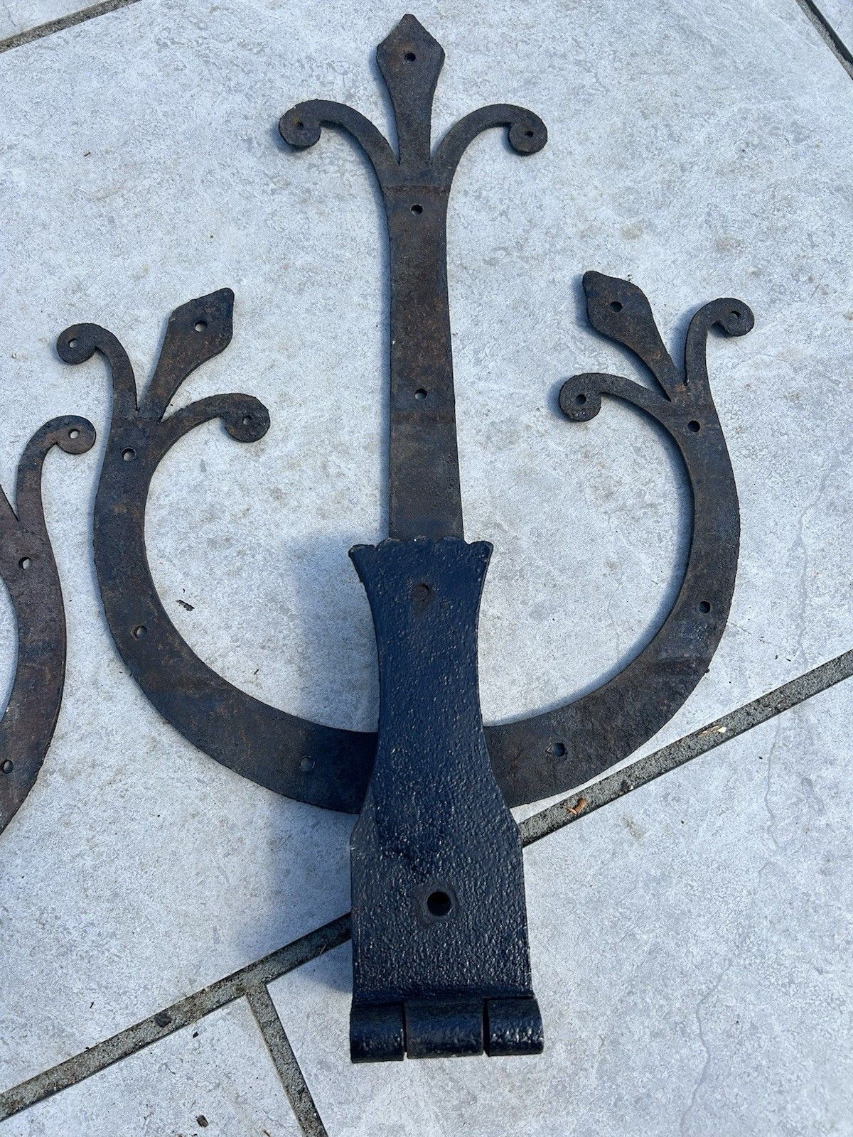 photo buy Pair Cast Iron Front Door Hinges 18th Century Reclaim Period Antique Old Metal