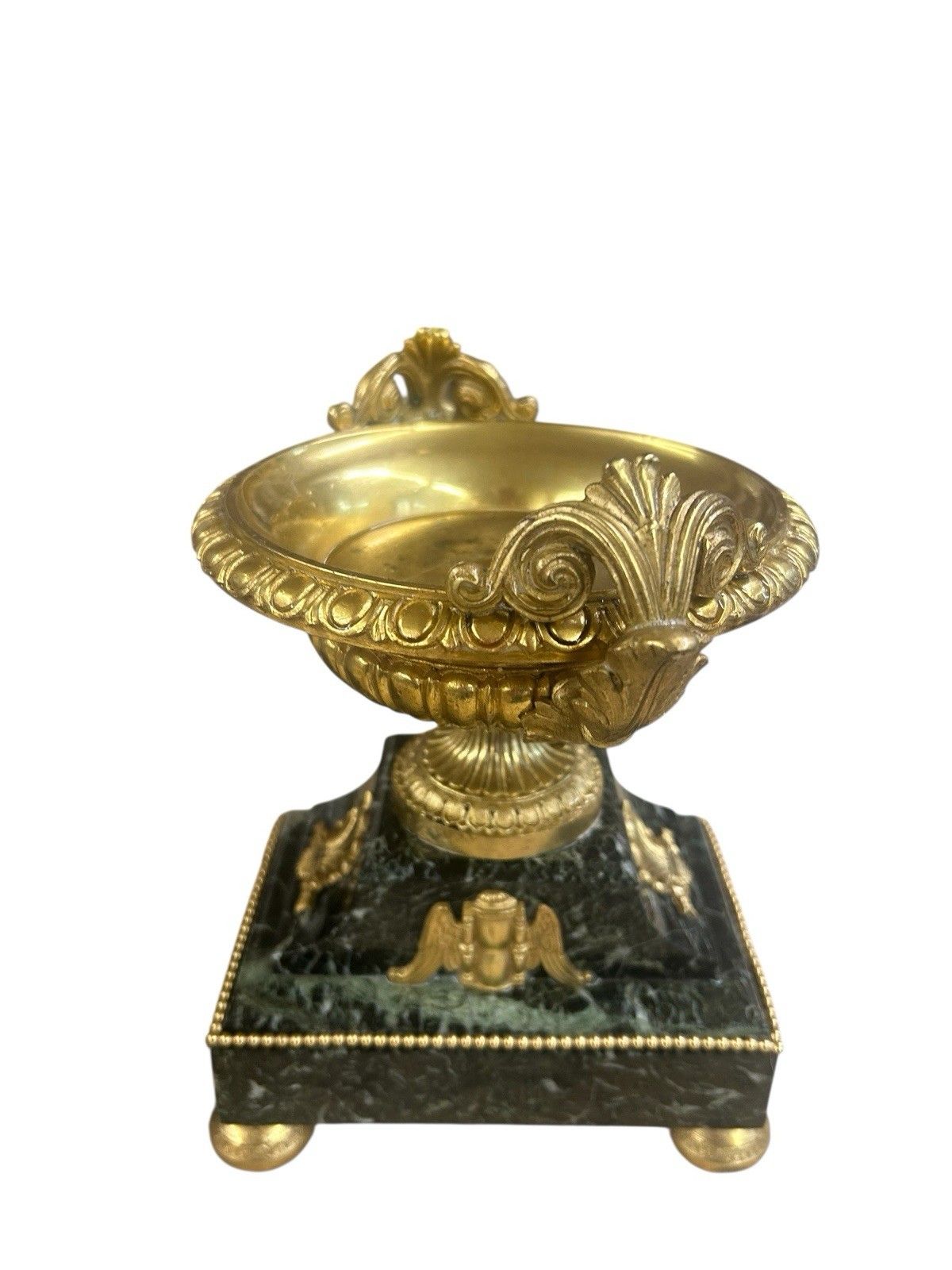 Antique Mantel Clock 19th Century Green Marble Ormulu Bronze Urn Set French Old photo vinterior