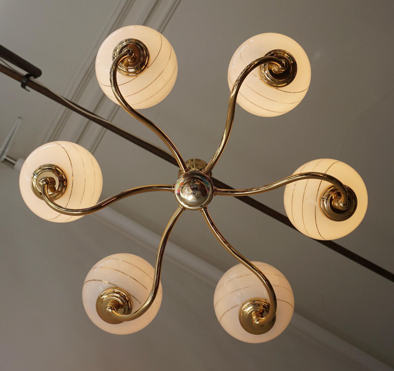 Murano Glass And Brass Chandelier, 1970s, Italy photo Lighting