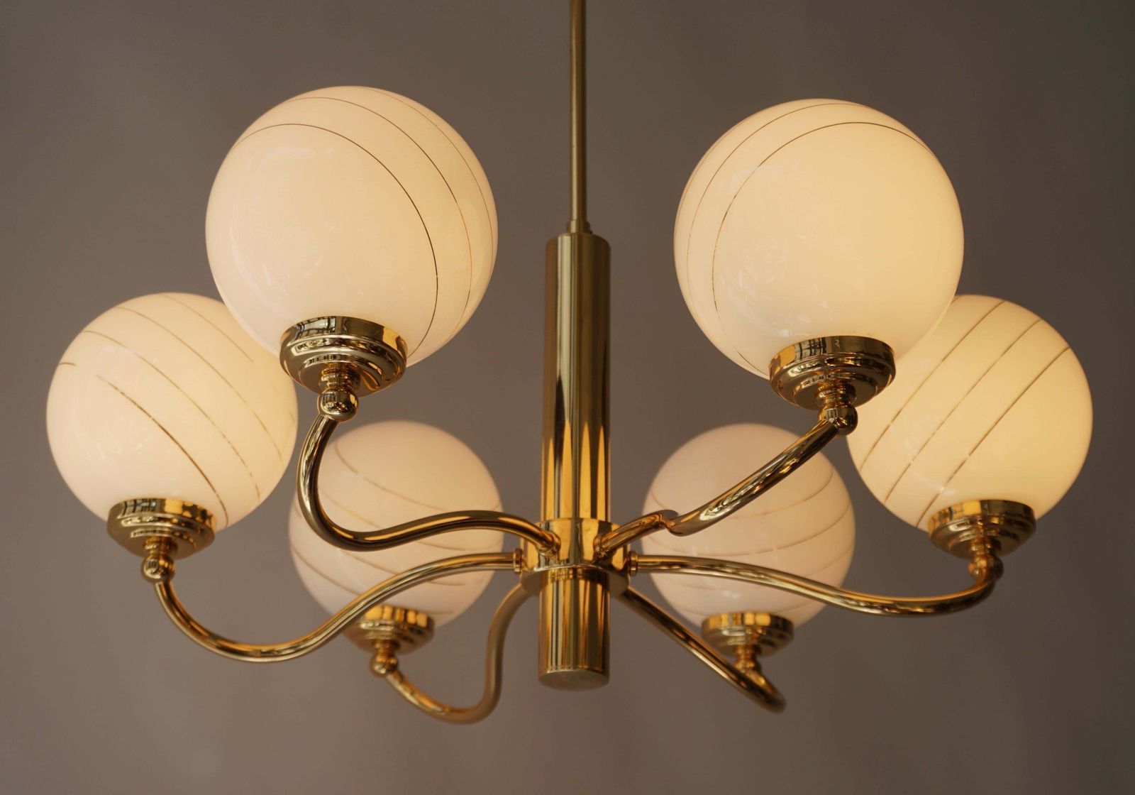 Murano Glass And Brass Chandelier, 1970s, Italy photo vinterior