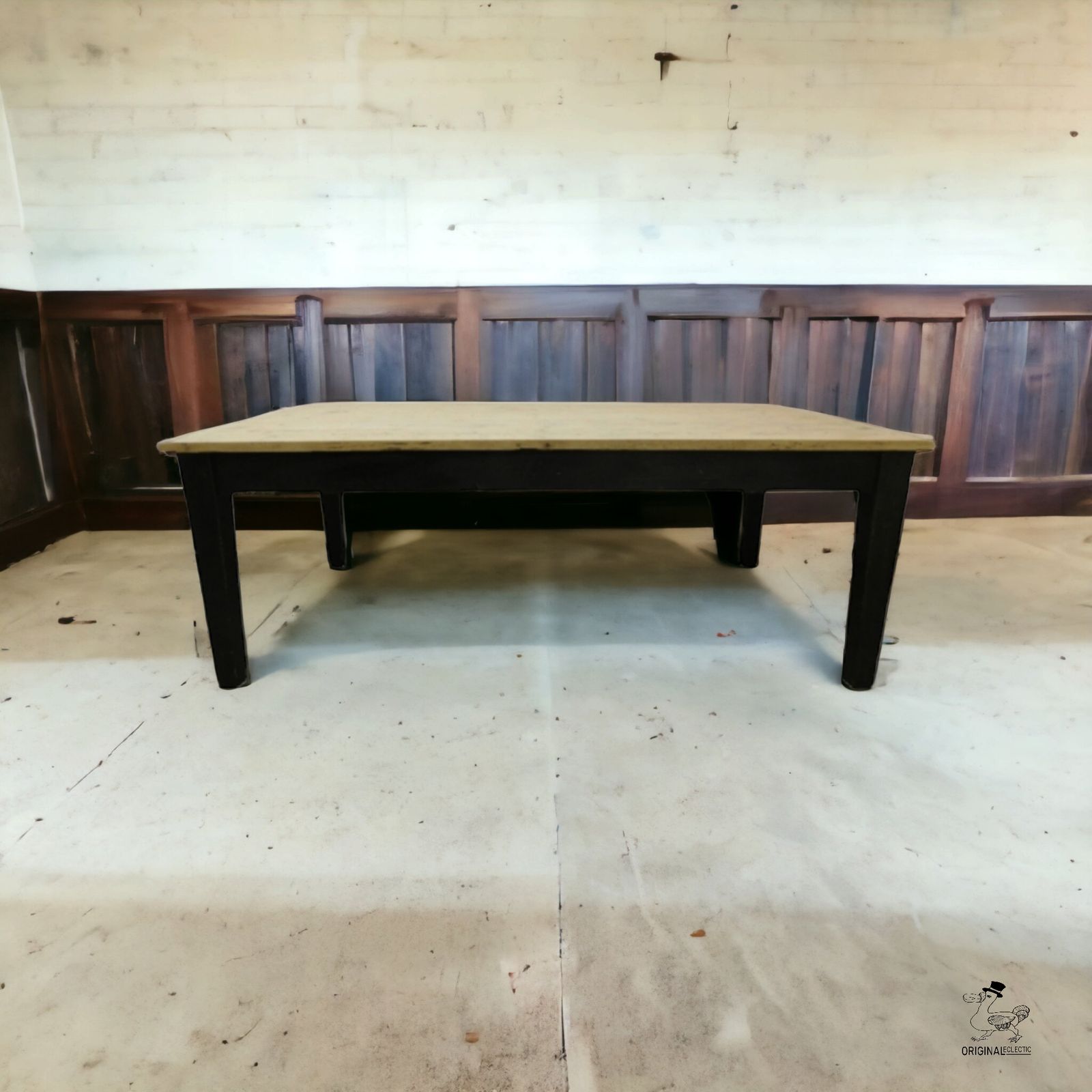 Large Ebonised Victorian Stripped Pine Estate Farmhouse Table
