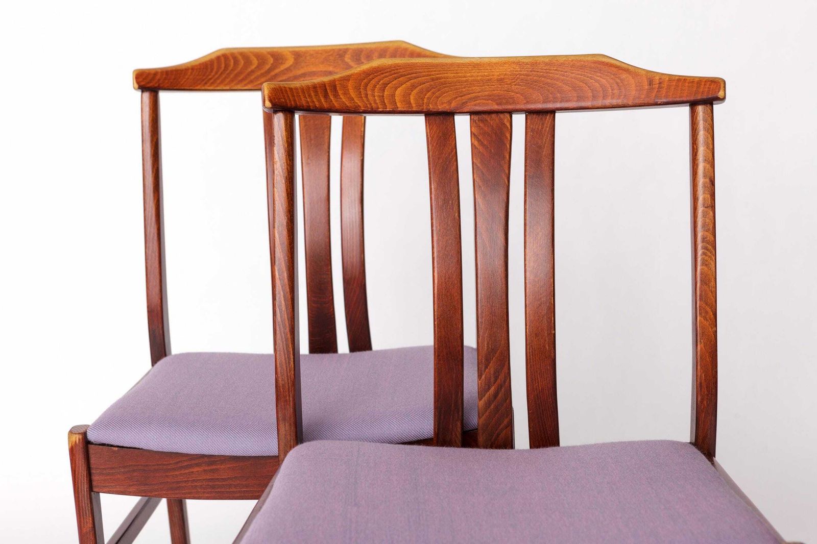 Pair Of Vintage Swedish Chairs By Lbg Group – 1970s Beech Wood & Purple Upholstery photo Furniture