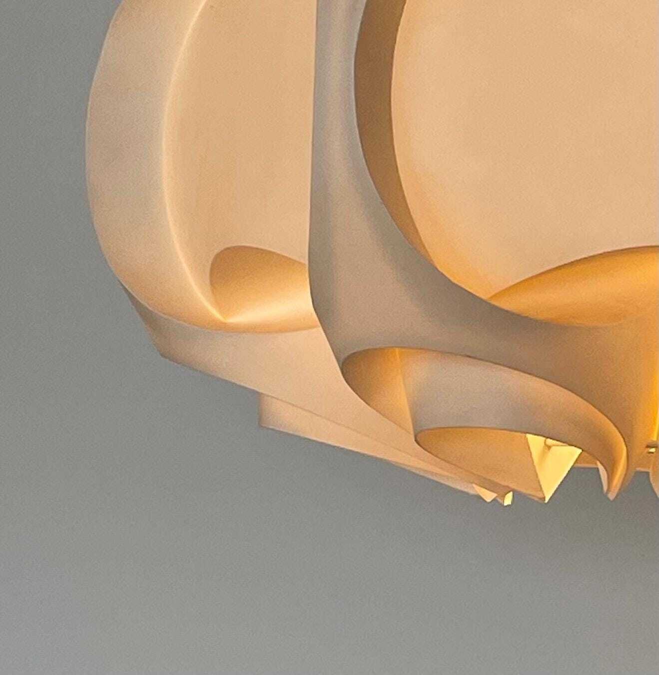 Vintage Original Le Klint Model 171 Large Mid Century Modern Folded Ceiling Lamp In White   Design By Poul Christiansen In 1971 photo Lighting