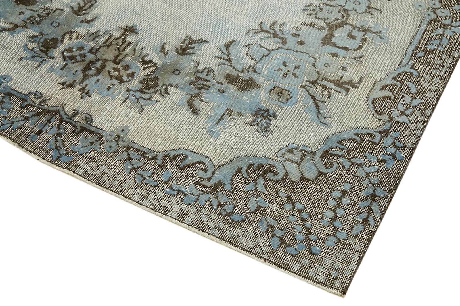 Tapis vintage fait main, bleu overdyed, 177 cm x 320 cm photo Textiles
