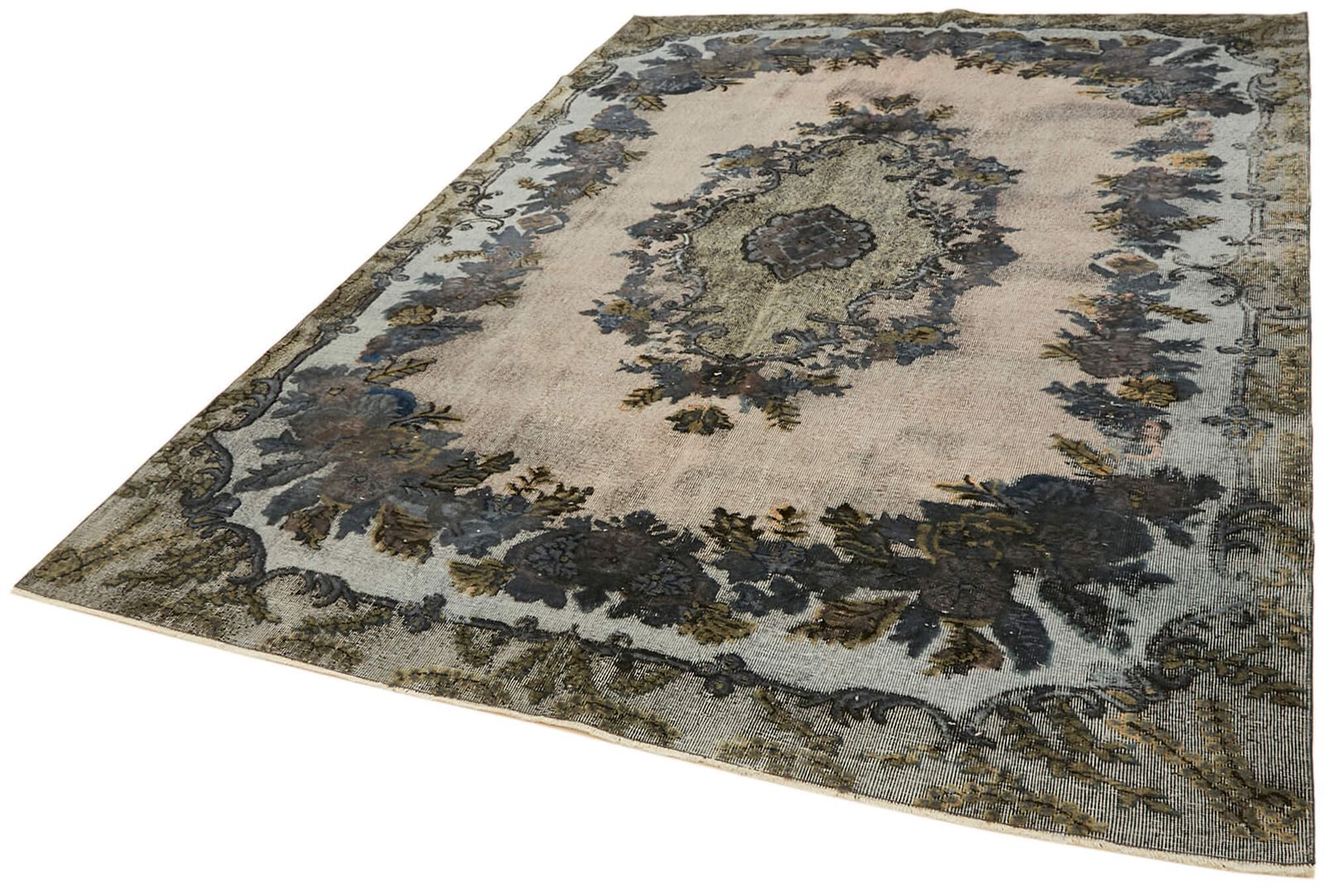 Handmade Vintage Grey Overdyed Rug 217 Cm X 313 Cm photo for sale