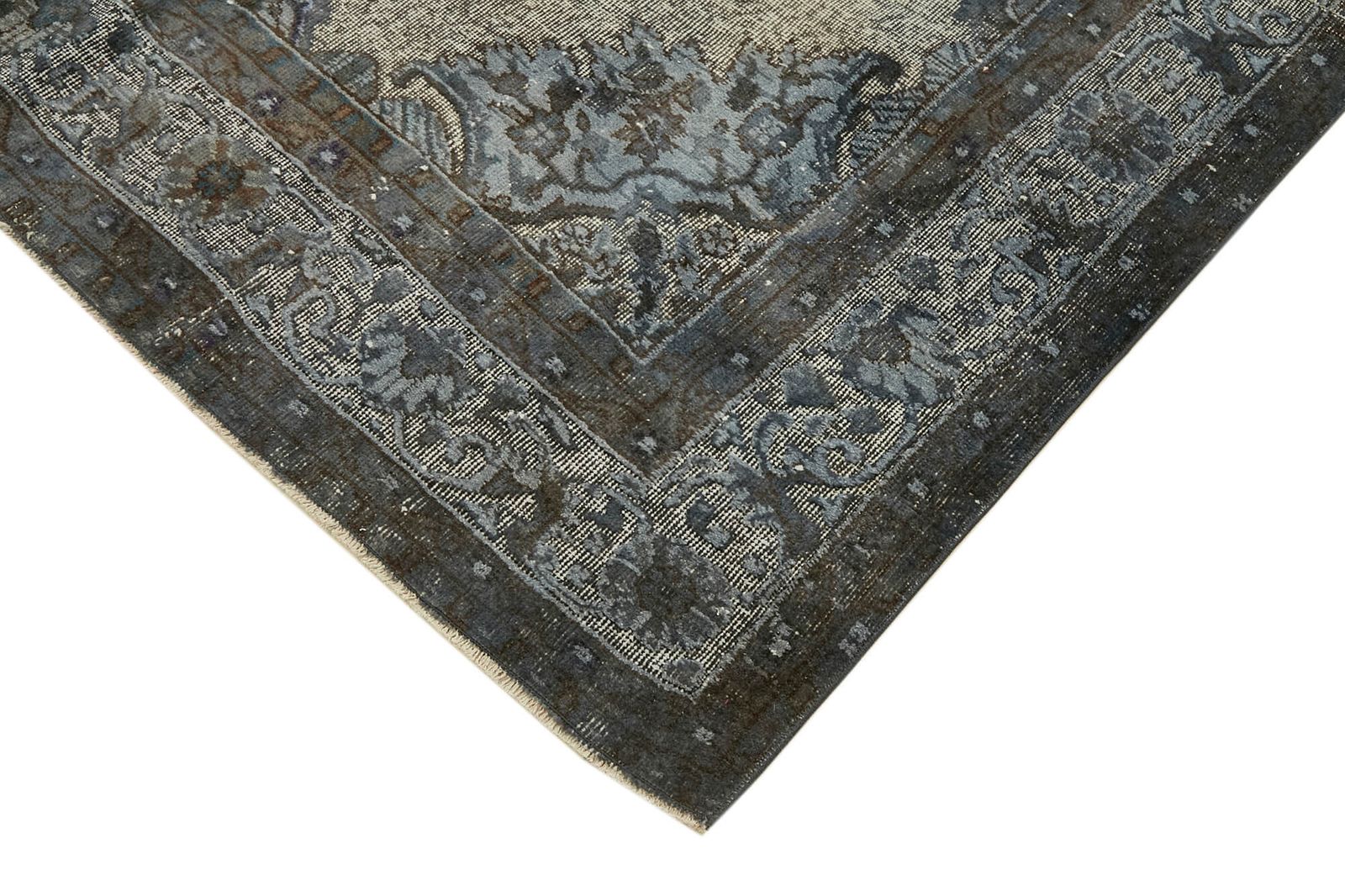 Handmade Vintage Grey Overdyed Rug 203 Cm X 324 Cm photo Textiles