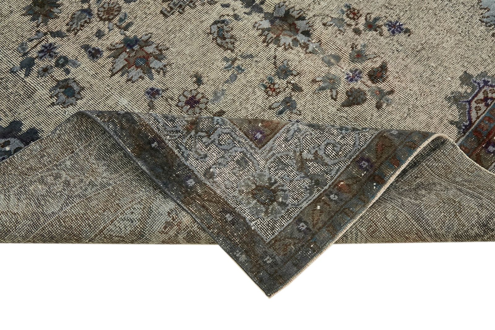 Handmade Vintage Grey Overdyed Rug 203 Cm X 324 Cm photo vinterior