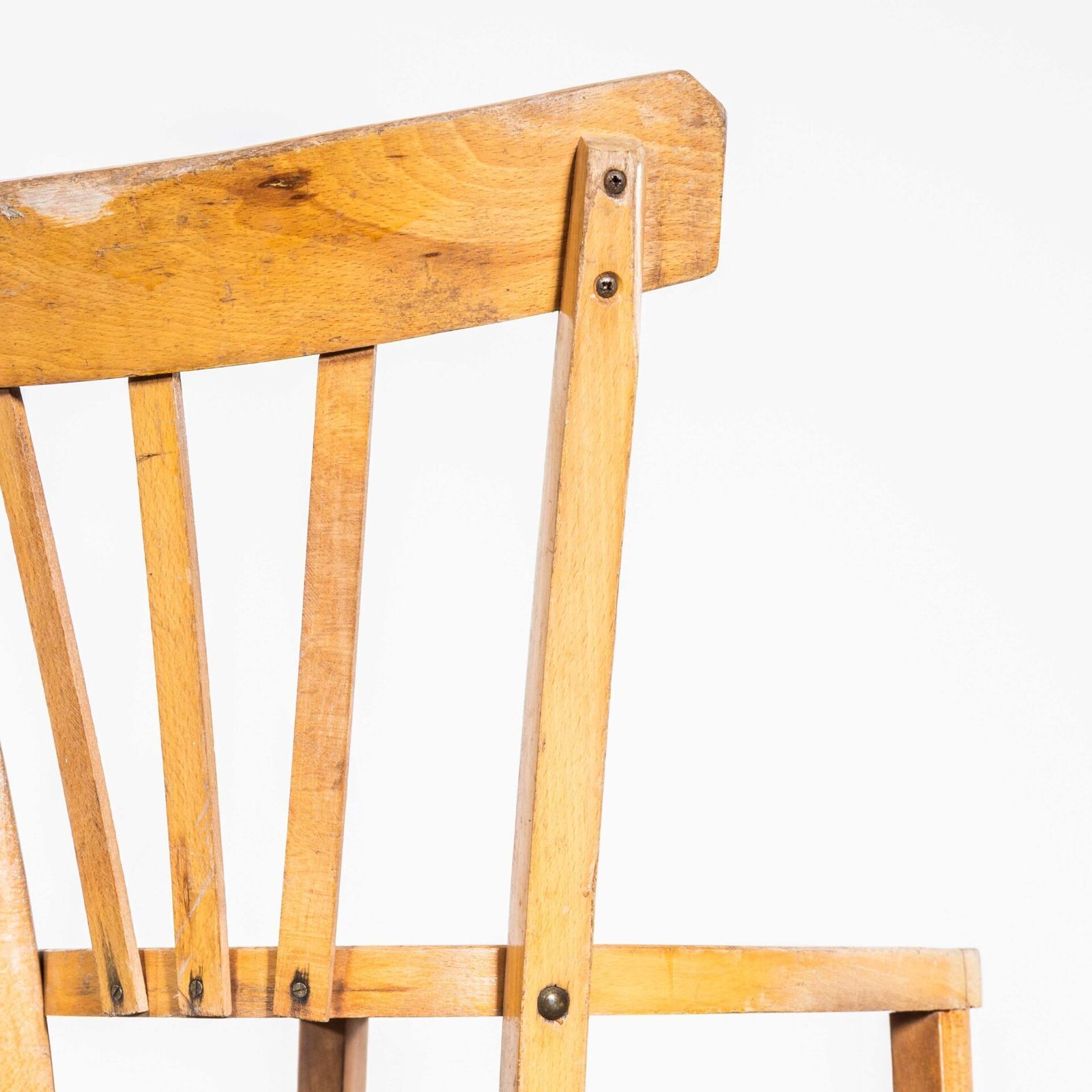 1950’s Luterma Blonde Farmhouse Dining Chairs With Grill Backs – Set Of Twelve photo vintage