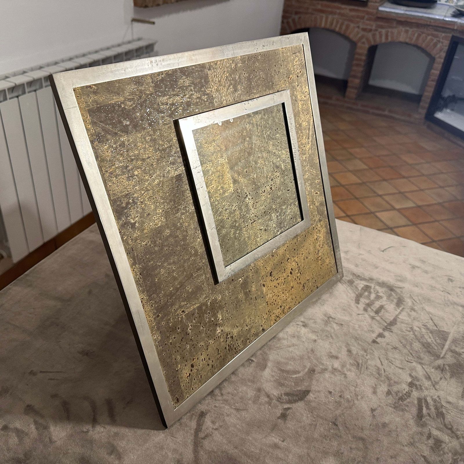 1970s Mid Century Modern Silver Plated And Cork Picture Frame By F. A. Botta photo furniture