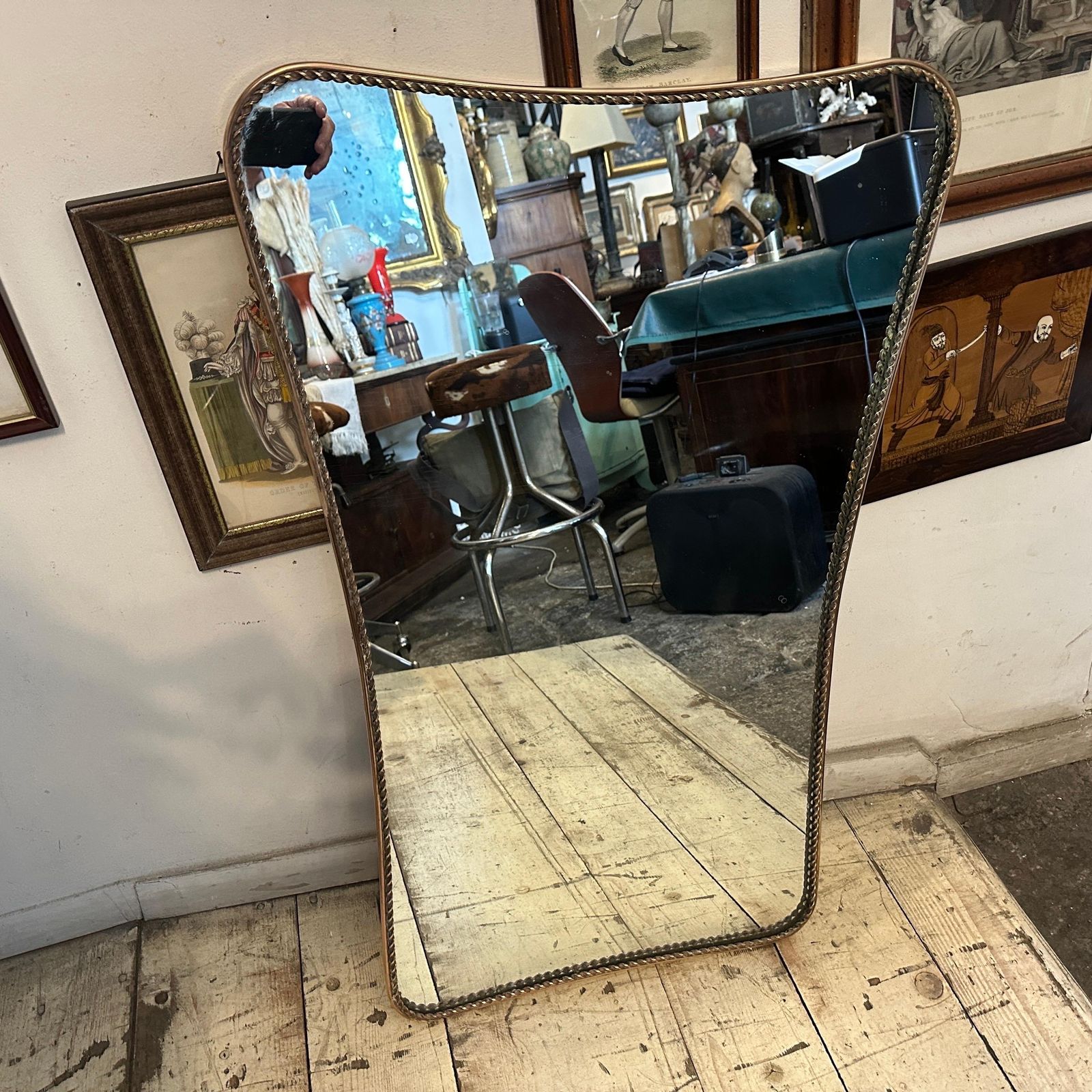 1950s Rare Gio Ponti Style Mid Century Modern Biscuit Shaped Italian Wall Mirror photo 2074.0