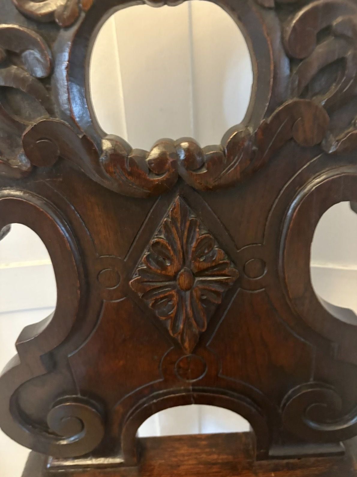 Pair Of Antique 19th Century Quality Carved Oak Hall Chairs photo for sale