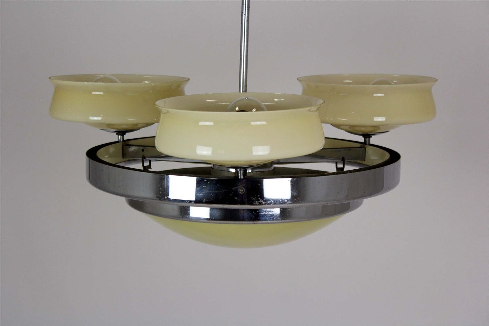 Bauhaus Chrome Chandelier From Zukov, 1940s photo vinterior