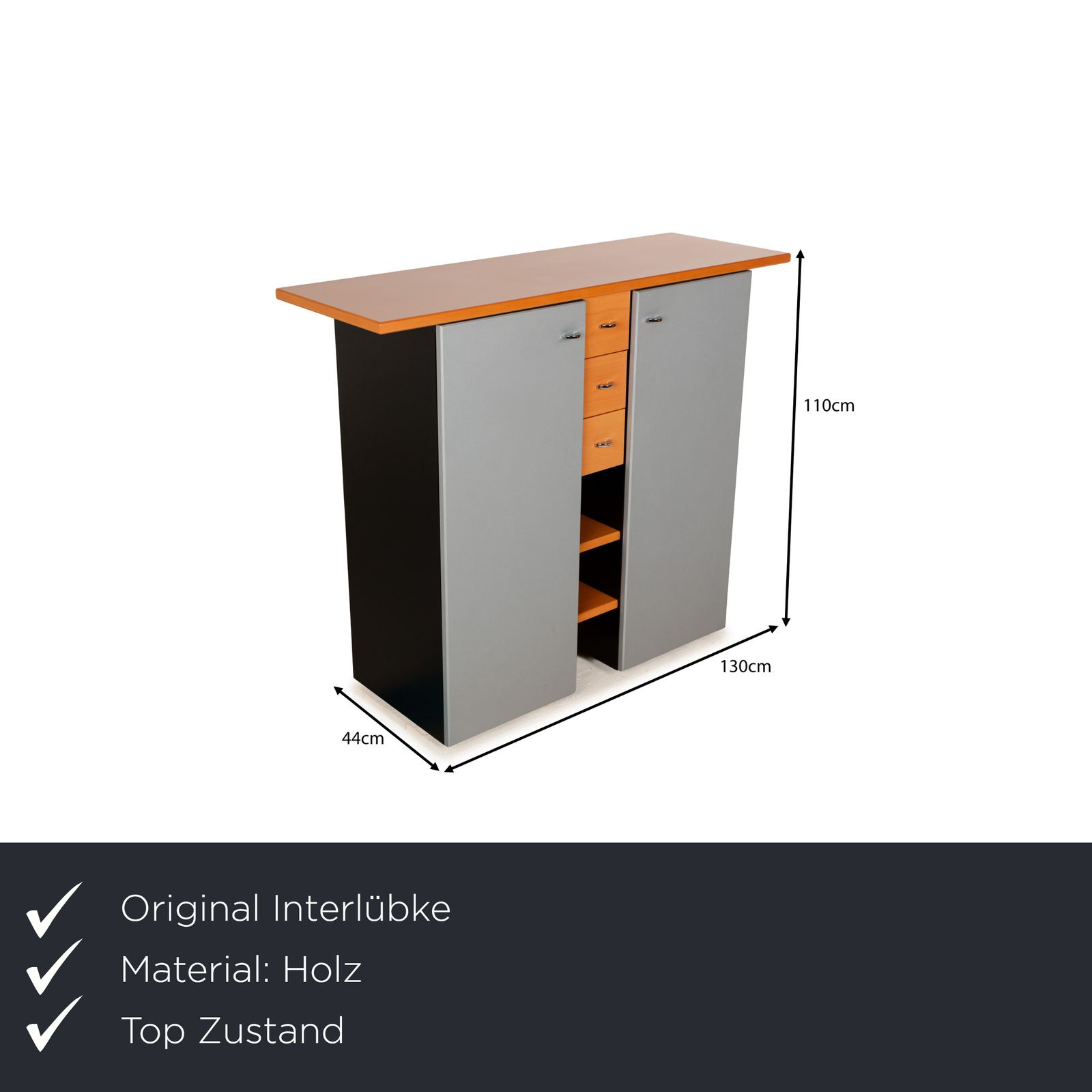 Buffet Interlübke en bois brun, gris et noir photo furniture