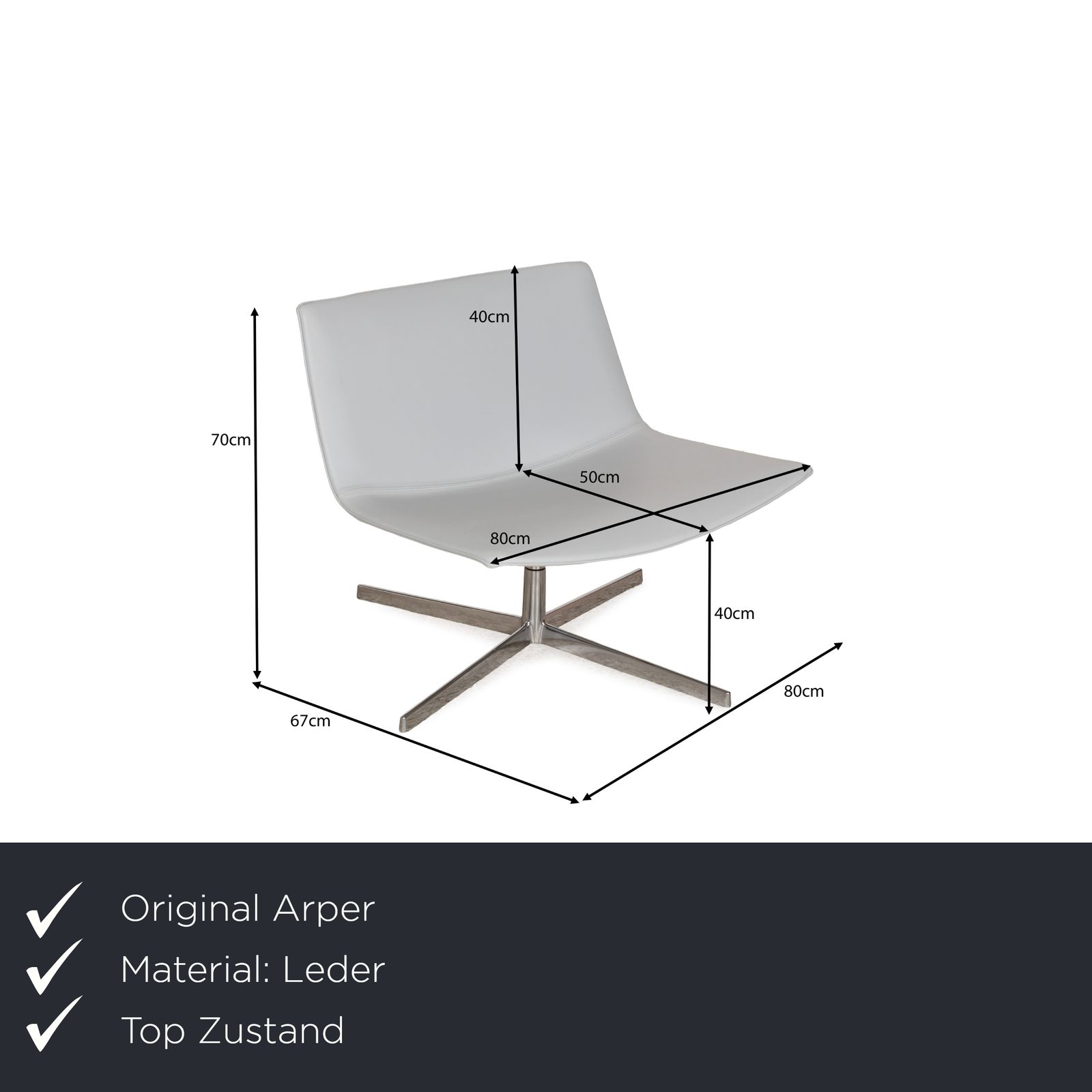 Fauteuil Arper Catifa 80 en cuir, bleu, bleu-gris, bleu clair, fonction pivotante photo furniture