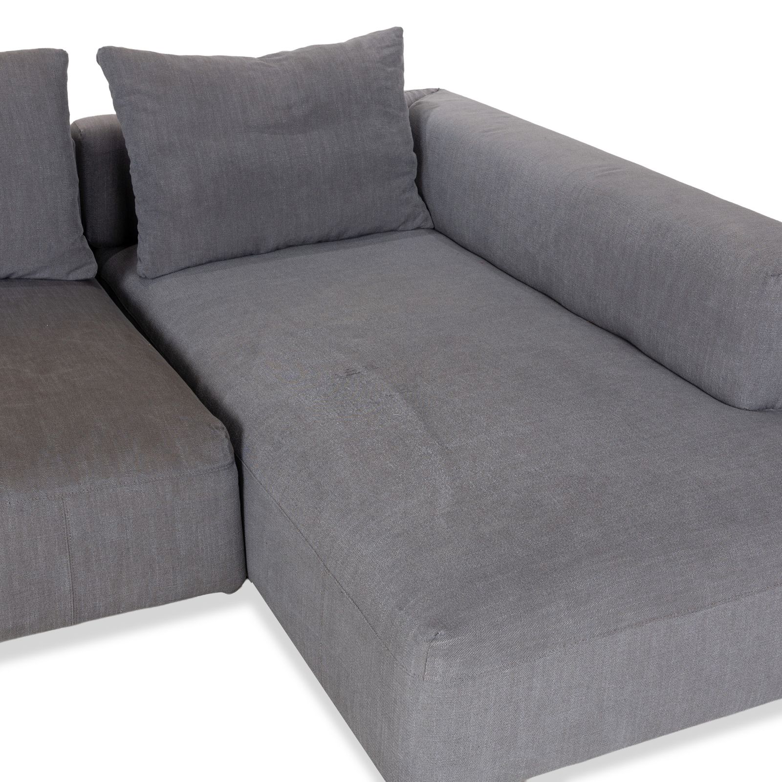 Canapé d'angle Glow In en tissu gris, méridienne à droite photo Mobilier