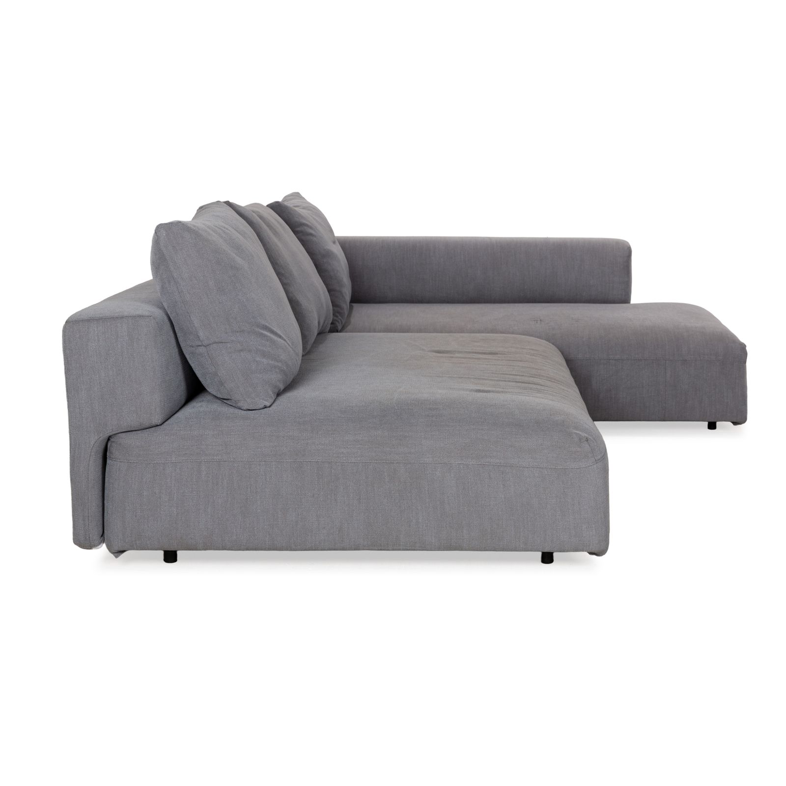 photo for sale Canapé d'angle Glow In en tissu gris, méridienne à droite