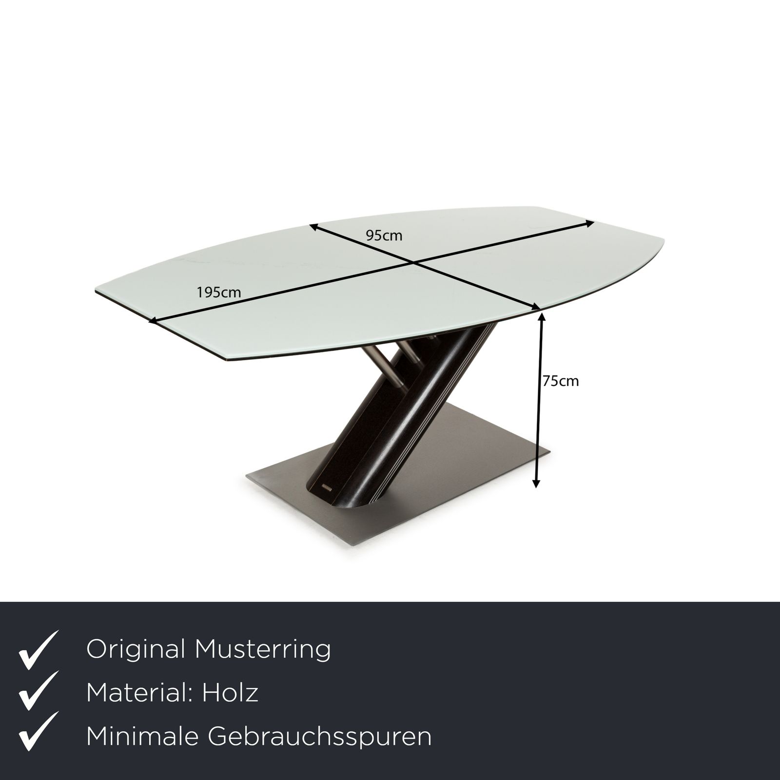 Musterring Rosario Dining Table Wood Glass Brown Dark Brown Silver 195 X 75 X 95cm photo furniture